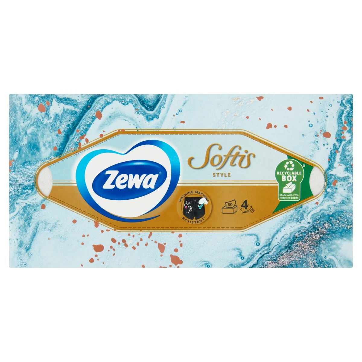 Zewa Softis Style dobozos illatmentes papír zsebkendő 4 rétegű 80 db