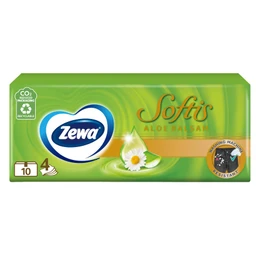 Zewa Zewa Softis Aloe Balsam illatosított papír zsebkendő 4 rétegű 10 x 9 db