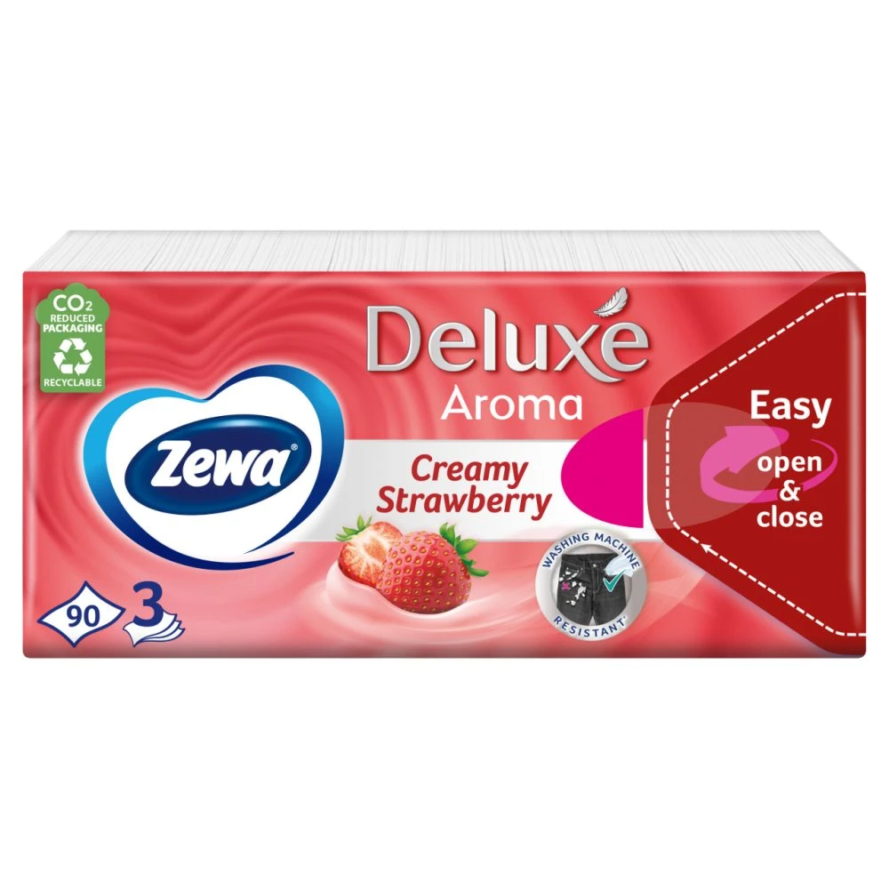 Zewa Deluxe illatosított papír zsebkendő 90 db epres illatú (3 rétegű)