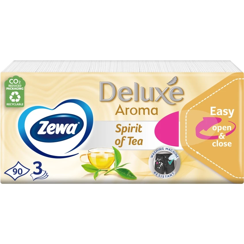Zewa Deluxe Comfort illatosított papír zsebkendő 90 db Spirit of tea (3 rétegű)