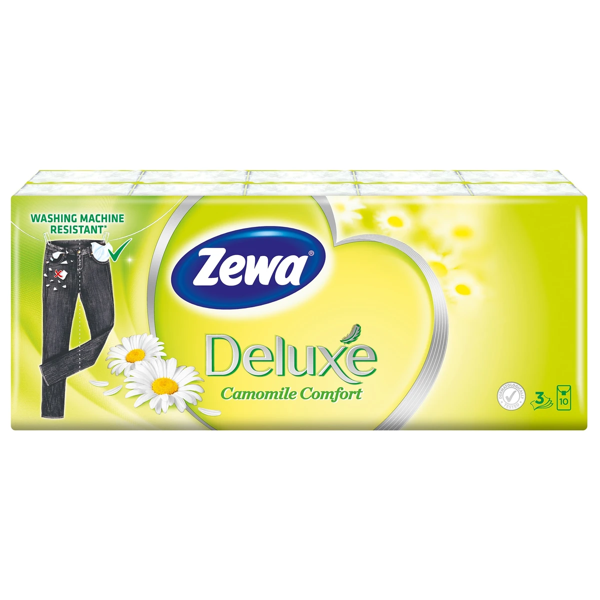 Zewa Deluxe Camomile Comfort illatosított papír zsebkendő 3 rétegű 10 x 10 db