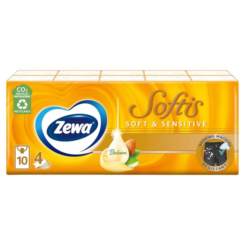 ZEWA Papír zsebkendő Softis Soft&Sensitive, 10x9db, 4 rétegű, 90 db