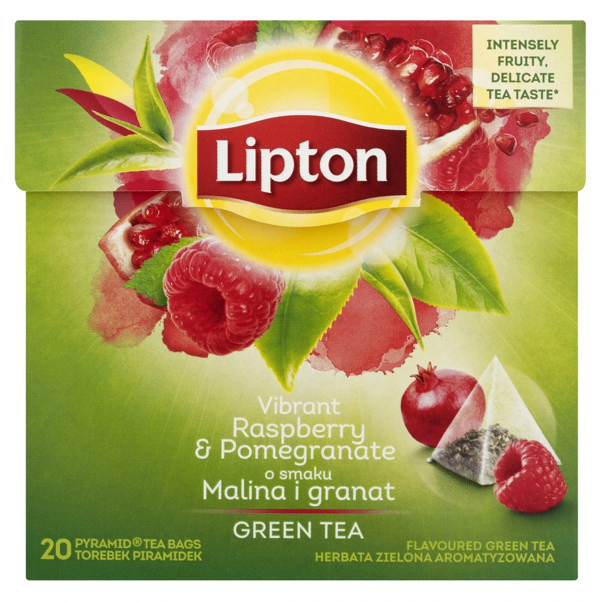 Lipton málna és gránátalma ízű zöld tea 20 piramis filter