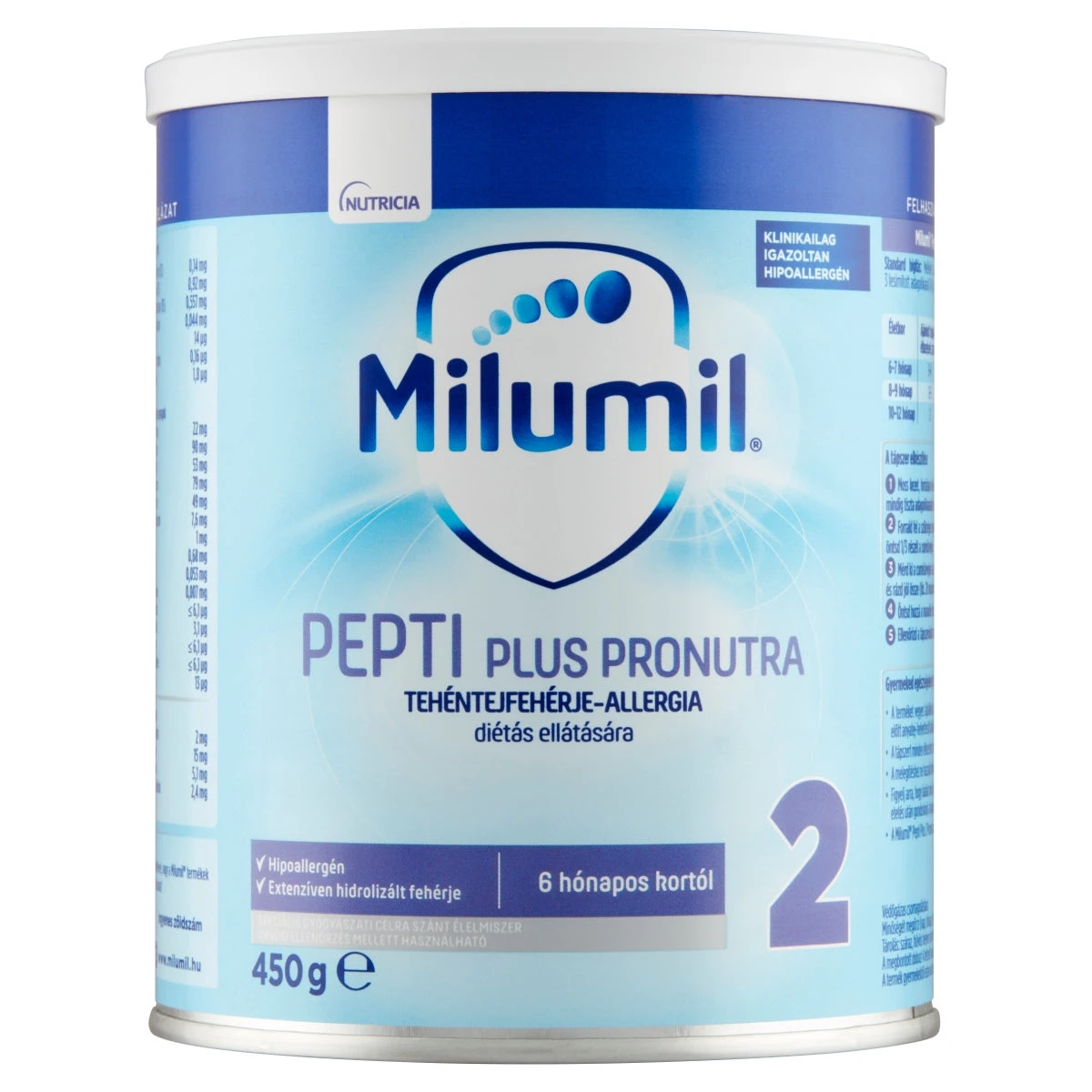 Milumil Pepti Plus 2 tápszer 6 hónapos kortól, 450 g