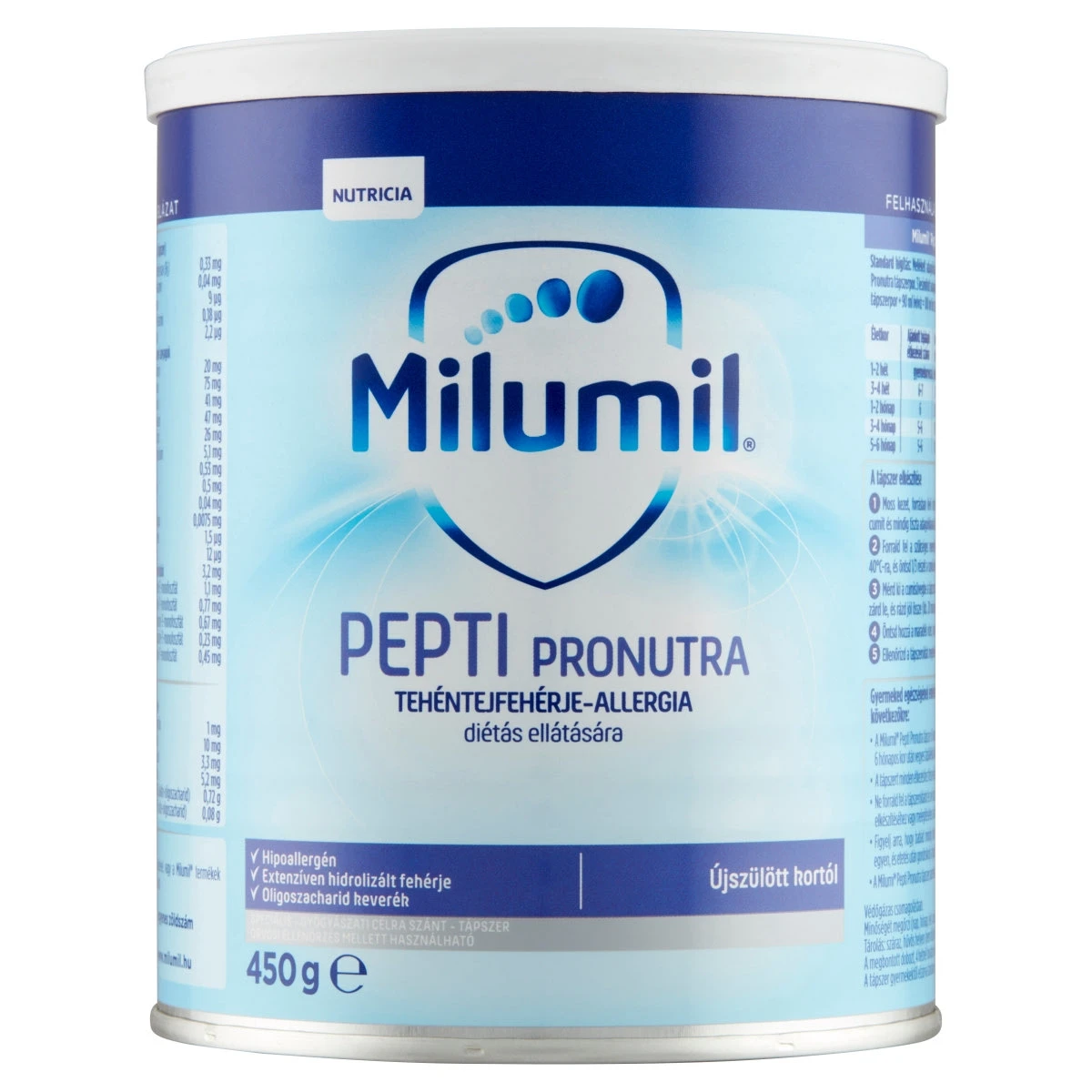 Milumil Pepti Pronutra speciális  gyógyászati célra szánt  tápszer újszülött kortól 450 g