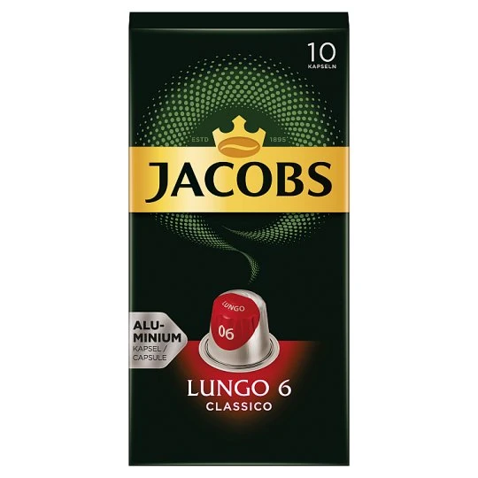 Jacobs Lungo 6 Classico őrölt pörkölt kávé kapszulában 10 db 52 g