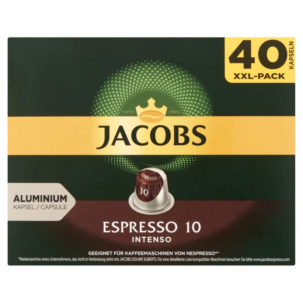 Jacobs Espresso 10 Intenso őrölt pörkölt kávé kapszulában 40 db 208 g