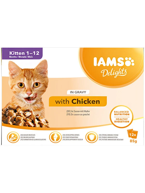 IAMS Delights Kitten szószban Csirke 24 x 85 g