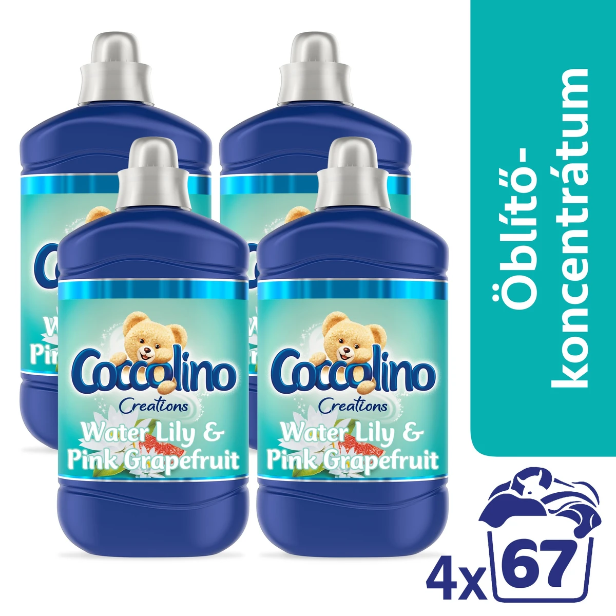 Coccolino Creations Water Lily & Pink Grapefruit öblítőkoncentrátum, 4x1680 ml