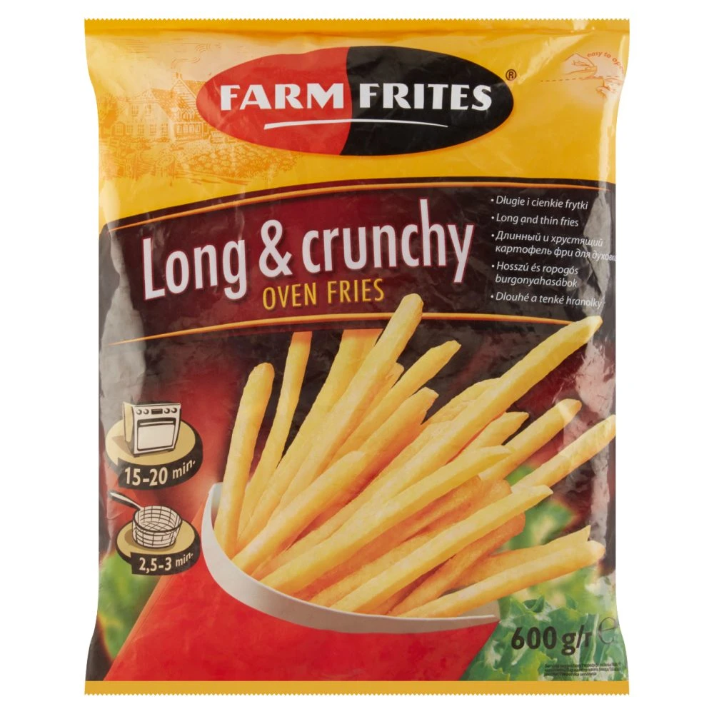 Farm Frites Long&Crunchy elősütött, gyorsfagyasztott szuper hosszú ropogós burgonya sütőbe 600 g