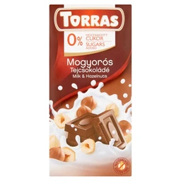 Torras Torras mogyorós tejcsokoládé édesítőszerrel 75g