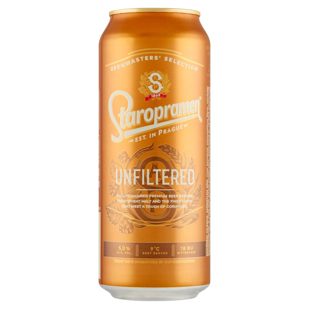 Staropramen minőségi szűretlen világos sör 5% 0,5 l