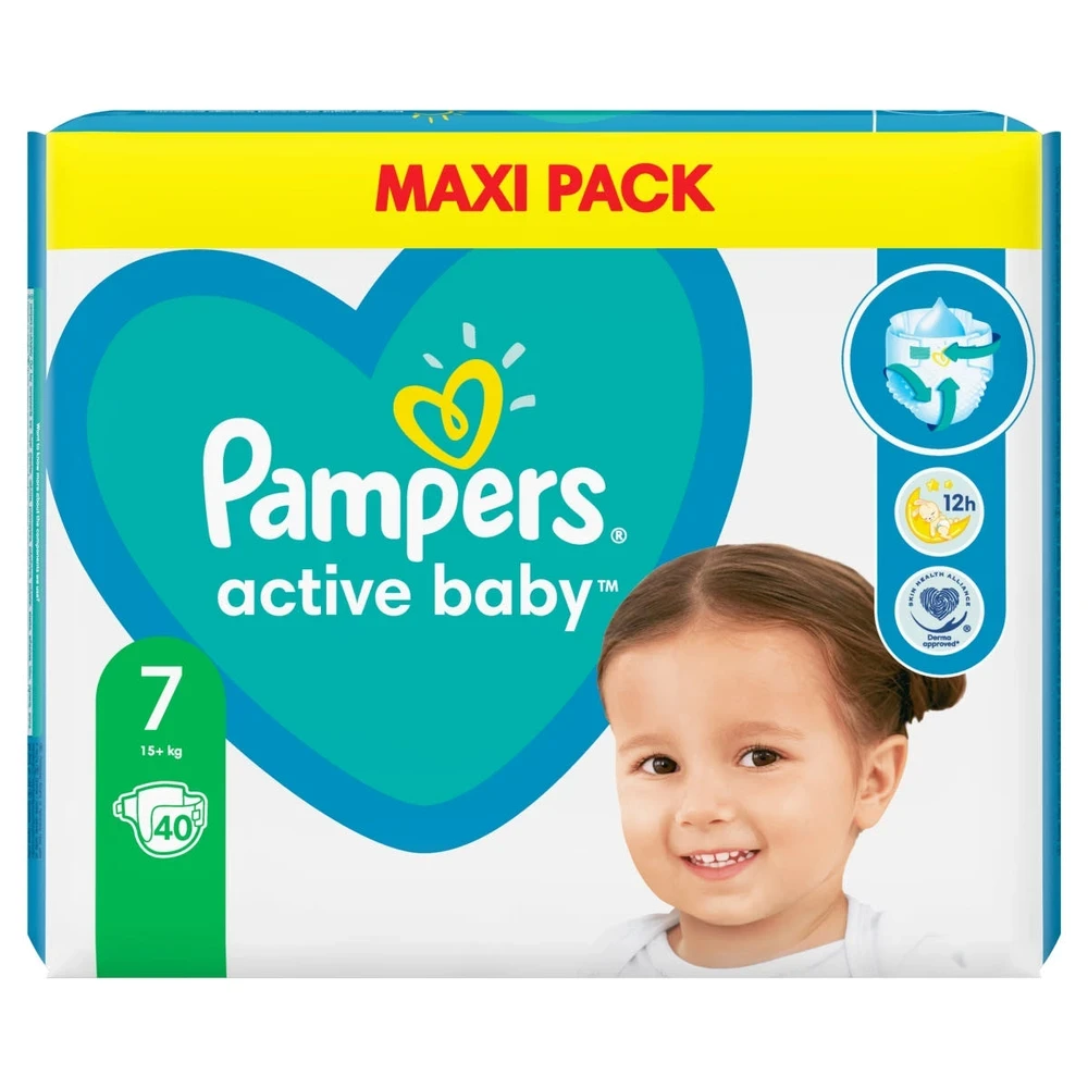 Pampers Active Baby Maxi Pack pelenka, 7 es méret, 40 db
