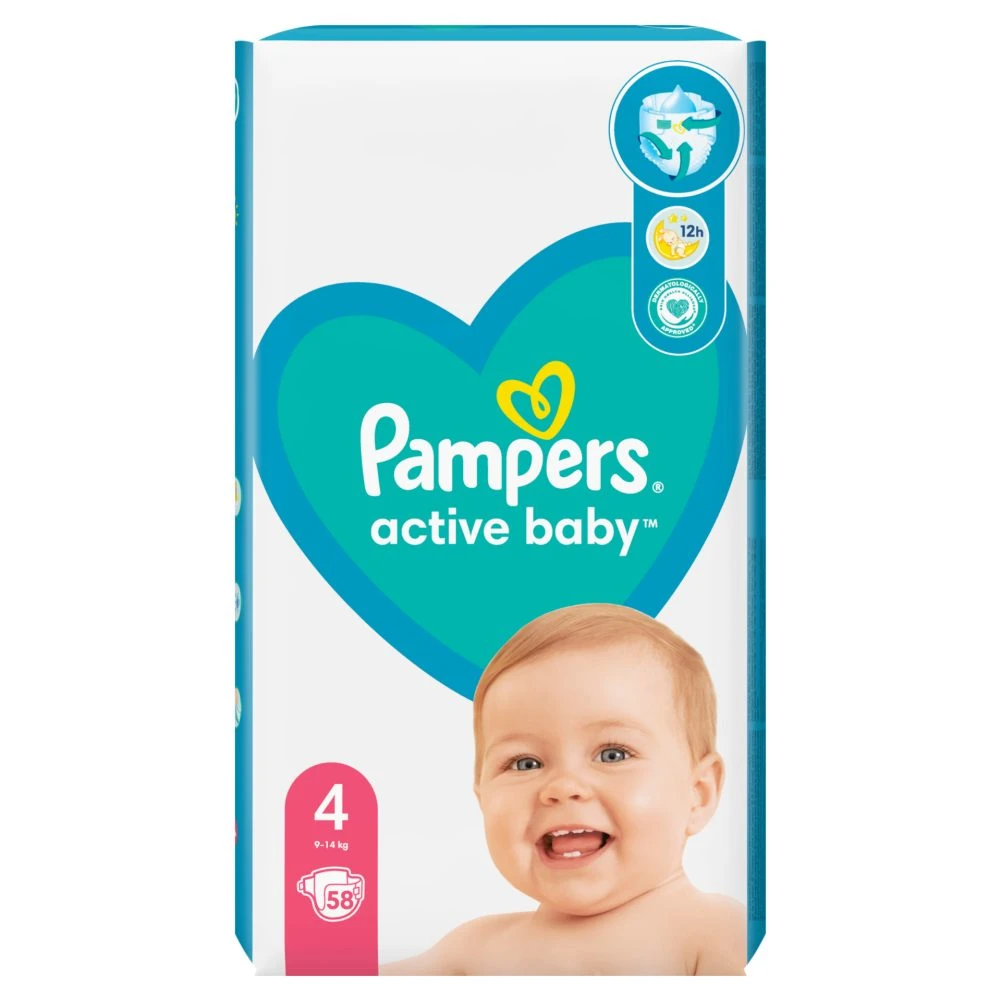 Pampers Active Baby Maxi Pack pelenka, 4 es méret, 58 db
