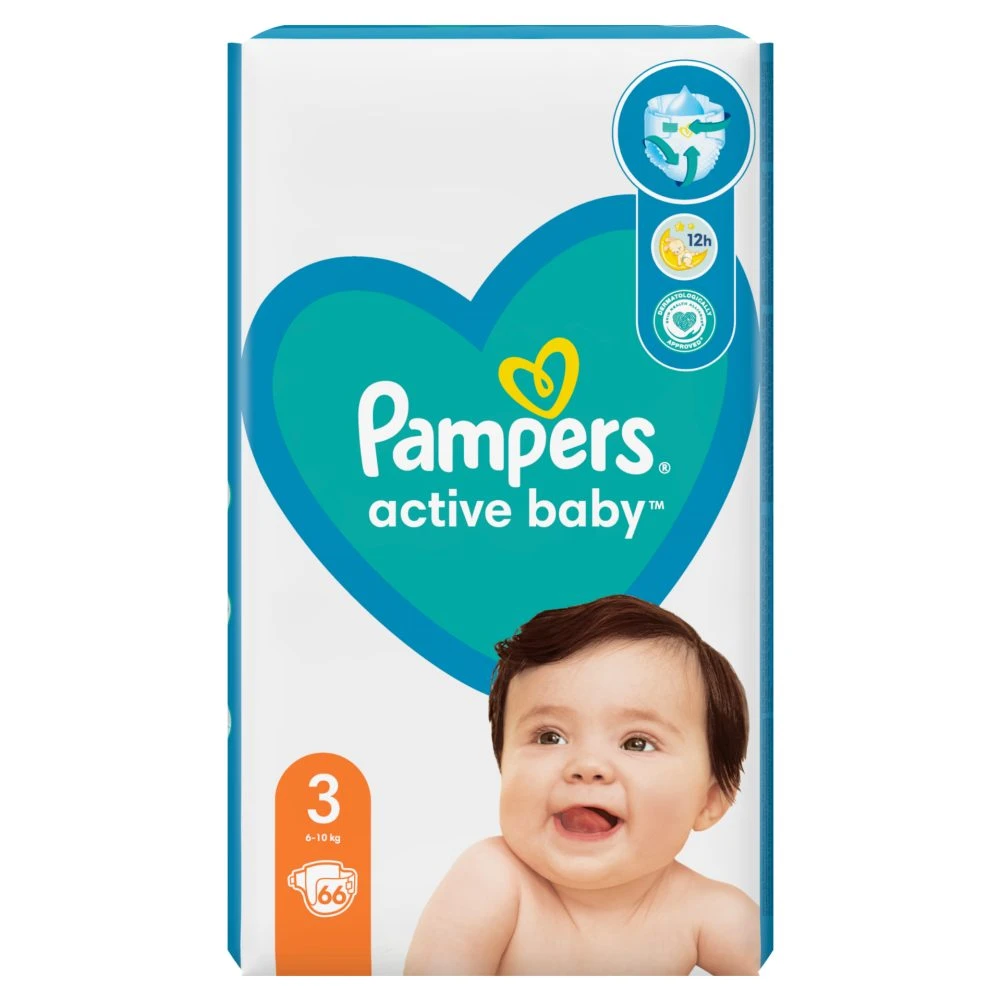 Pampers Active Baby, 3 as Méret, 66 db Pelenka, 6–10 kg