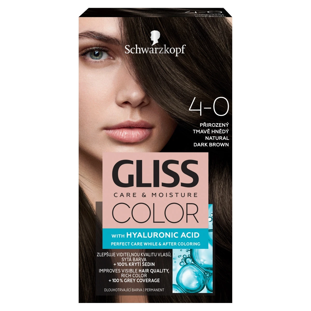 Schwarzkopf Gliss Color tartós hajfesték 4 0 Természetes sötétbarna